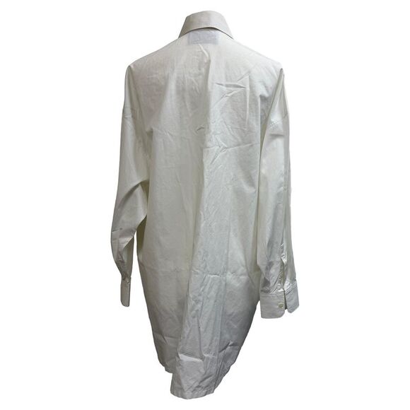 Prada Slogan-Print Mini Shirt Dress in White Cotton - Picture 3 of 6